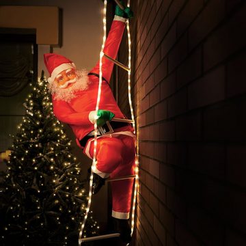 monzana Weihnachtsmann, LED Leiter XXL 240cm für In-/Outdoor 8 Leuchtfunktionen Santa Claus