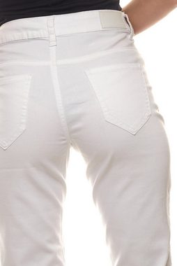 CLAIRE WOMAN Caprihose CLAIRE WOMAN Stoff-Hose modische Damen Capri-Jeans mit ausgefranstem Volant Freizeit-Hose Weiß
