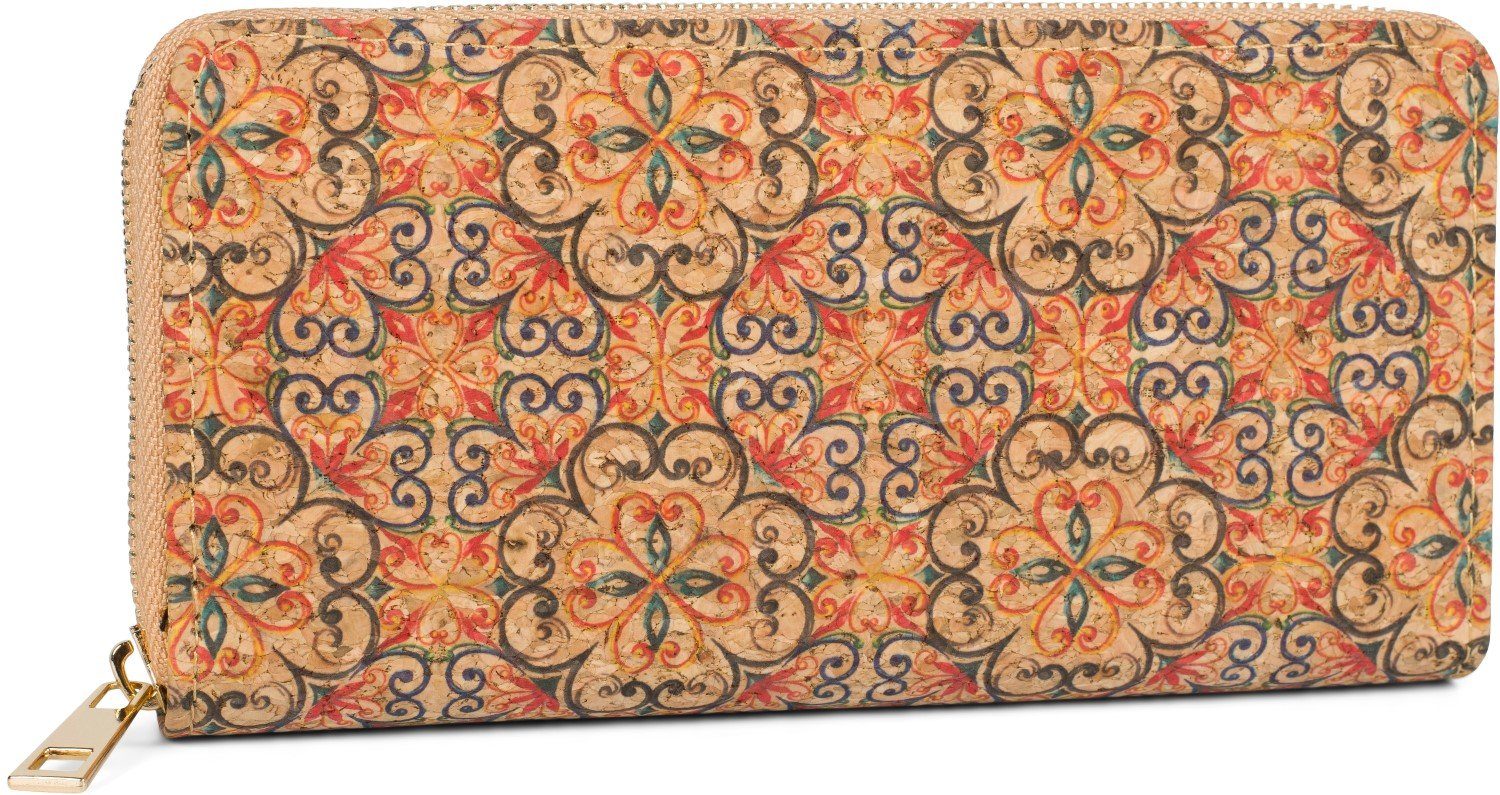 Muster (1-tlg), mit Rot-Schwarz-Blau Geldbörse Kork Geldbörse styleBREAKER buntem Print