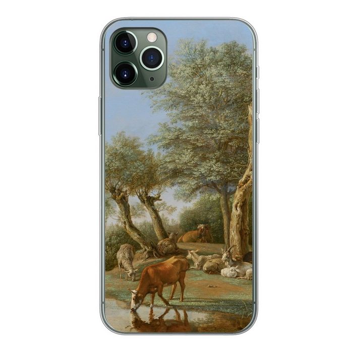 MuchoWow Handyhülle Die spiegelnde Kuh - Gemälde von Paulus Potter Handyhülle Apple iPhone 11 Pro Max Smartphone-Bumper Print Handy
