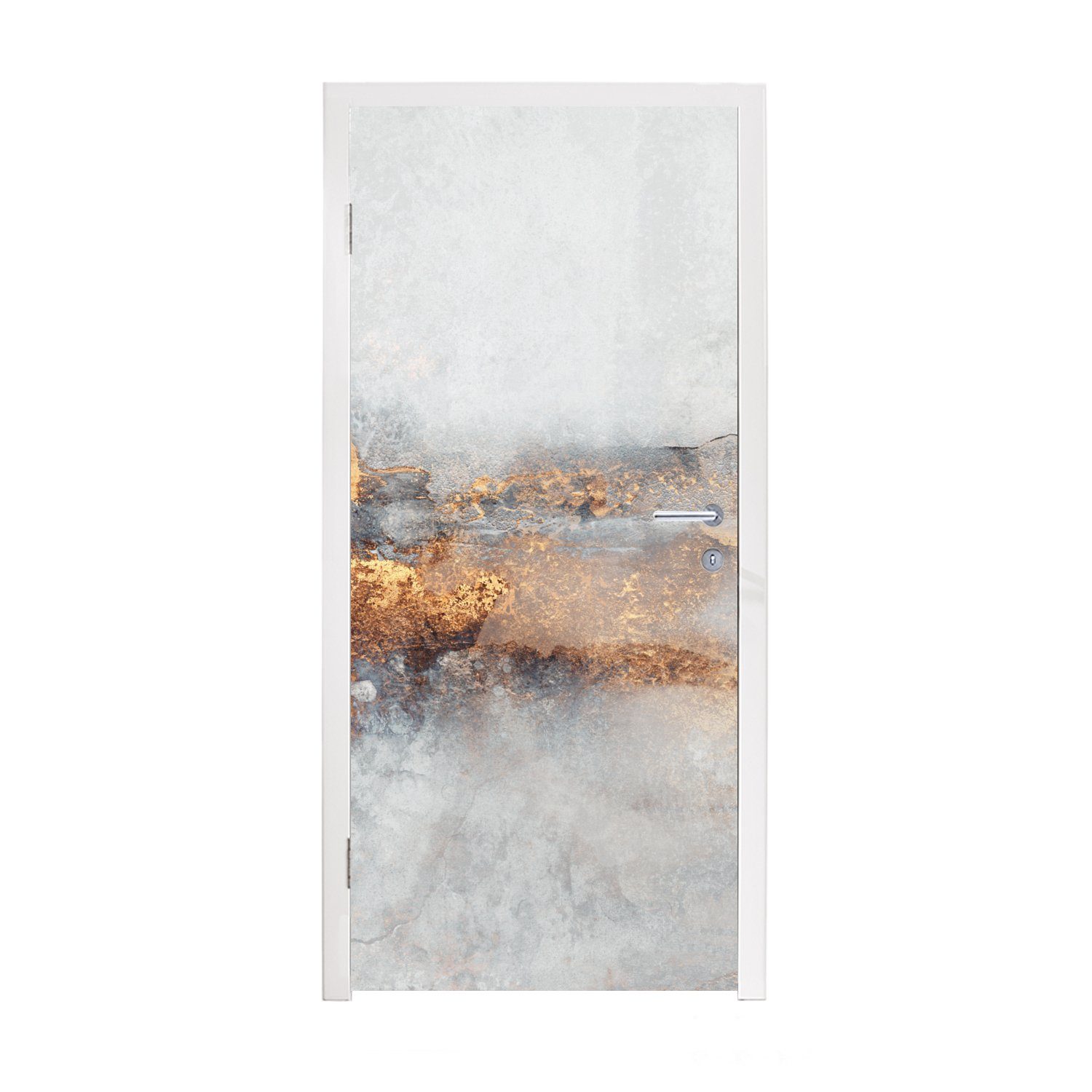MuchoWow Türtapete Nebel - Gold bedruckt, Türaufkleber, Abstrakt, St), (1 Tür, cm für Matt, 75x205 Fototapete 