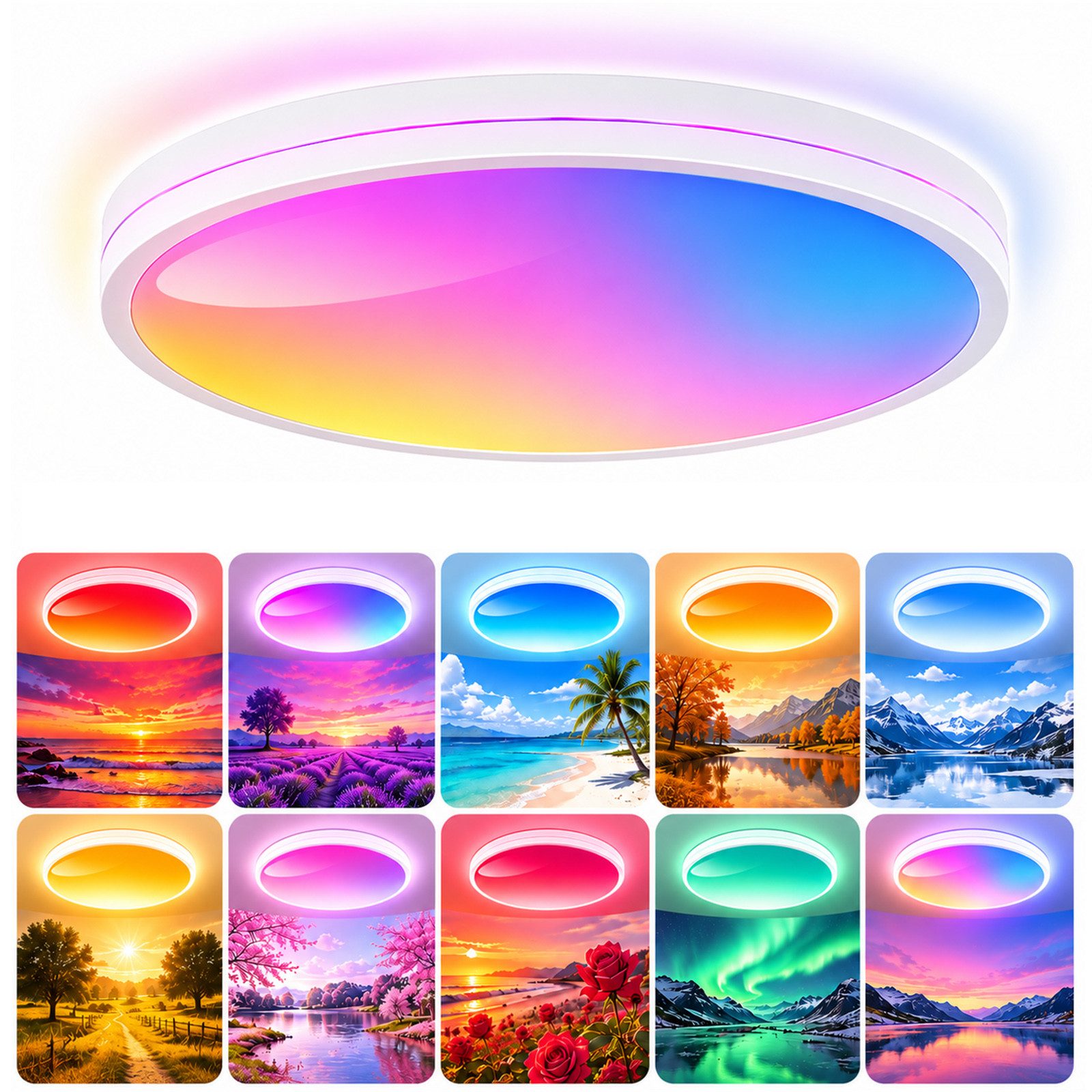 LED Deckenleuchte Dimmable Sky Scenery Deckenlampe, Vollspektrum, RGB-Wechsel