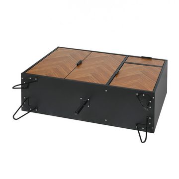 MODFU Kommode mit Schublade und 3 Türen, Kommode aus Holz mit Metallfüße, B: 90cm