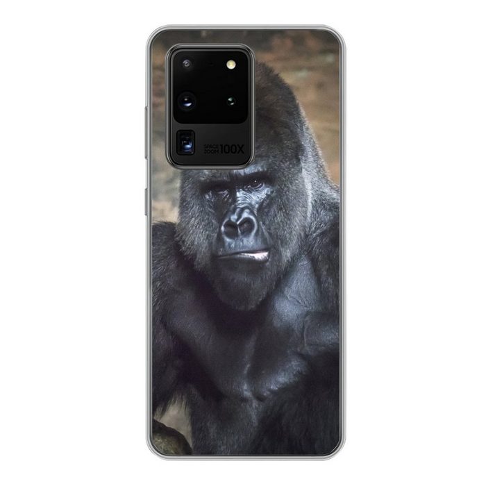 MuchoWow Handyhülle Porträtbild eines schwarzen Gorillas Phone Case Handyhülle Samsung Galaxy S20 Ultra Silikon Schutzhülle