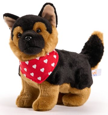 Uni-Toys Kuscheltier Deutscher Schäferhund m.Halstuch (Herzchen-Motiv) - 26 cm - Plüschtier, zu 100 % recyceltes Füllmaterial