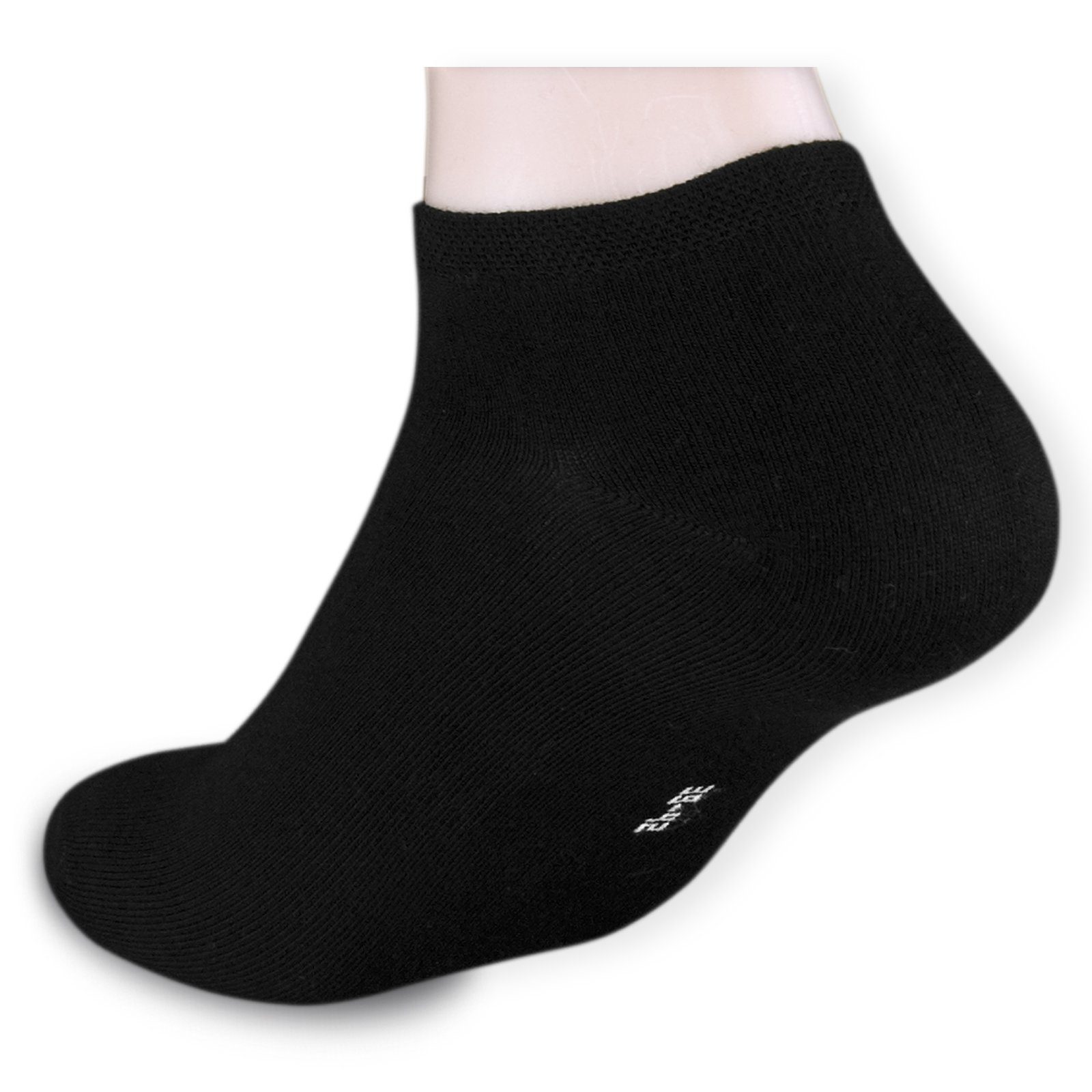Die Sockenbude Sneakersocken BLACK (Bund, Naht schwarz) 4-Paar, ohne drückende