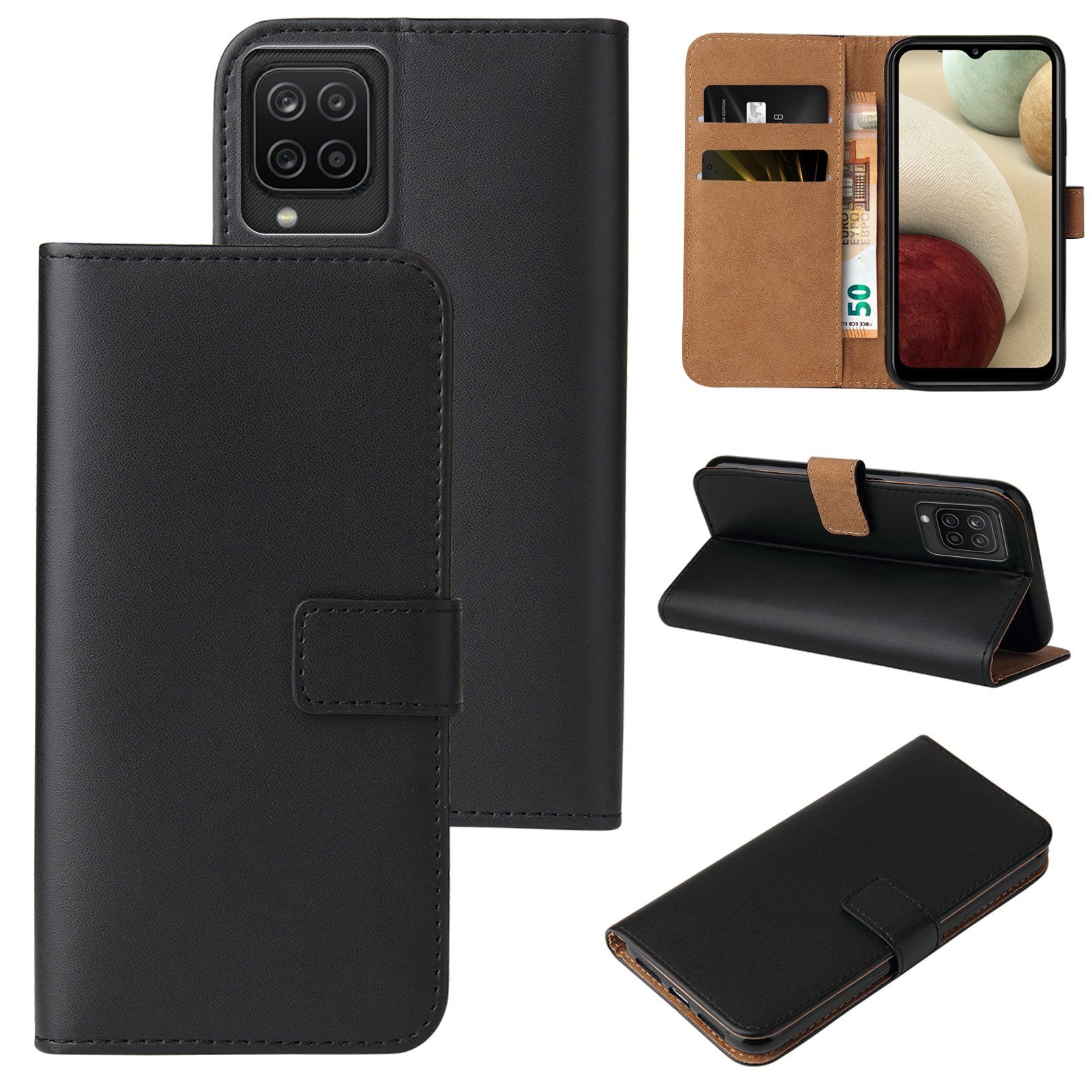 Tec-Expert Handyhülle Klapp Hülle für Samsung Galaxy A12 6.5 Zoll, 6.5, Flip Case für Samsung Galaxy A12