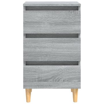 furnicato Nachttisch mit Massivholz-Beinen Grau Sonoma 40x35x69 cm