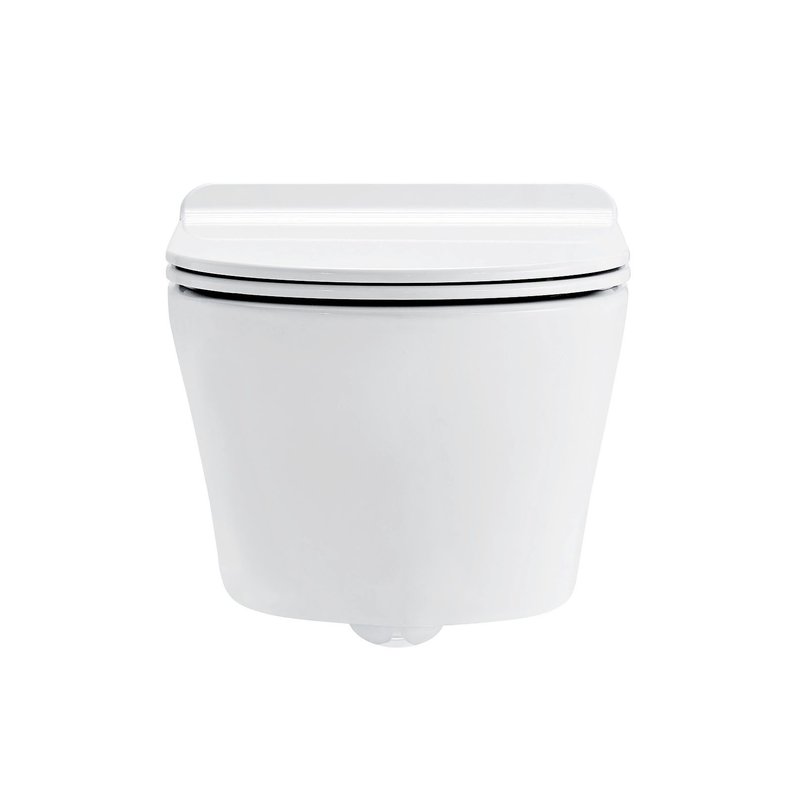 Bernstein Tiefspül-WC 1088R, Toilette wandhängend mit WC-Sitz, Abgang - waagerecht, inkl. WC-Deckel mit Absenkautomatik und Take-Off Funktion, Wand-WC / Hänge-WC / Weiß Glänzend / spülrandlos