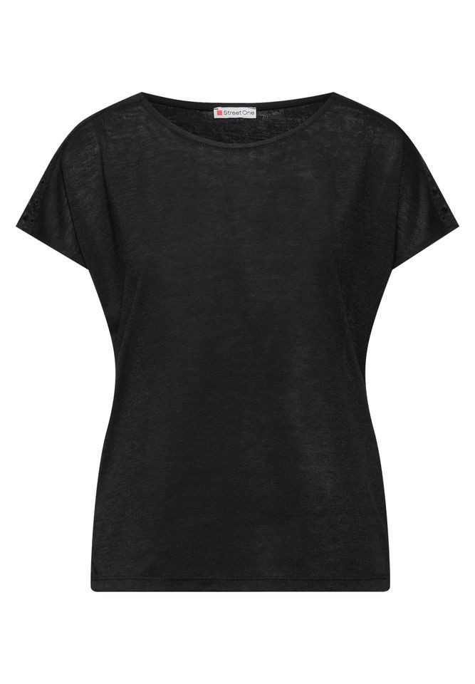STREET ONE T-Shirt - Leinen-Optik, Stickerei günstig online kaufen