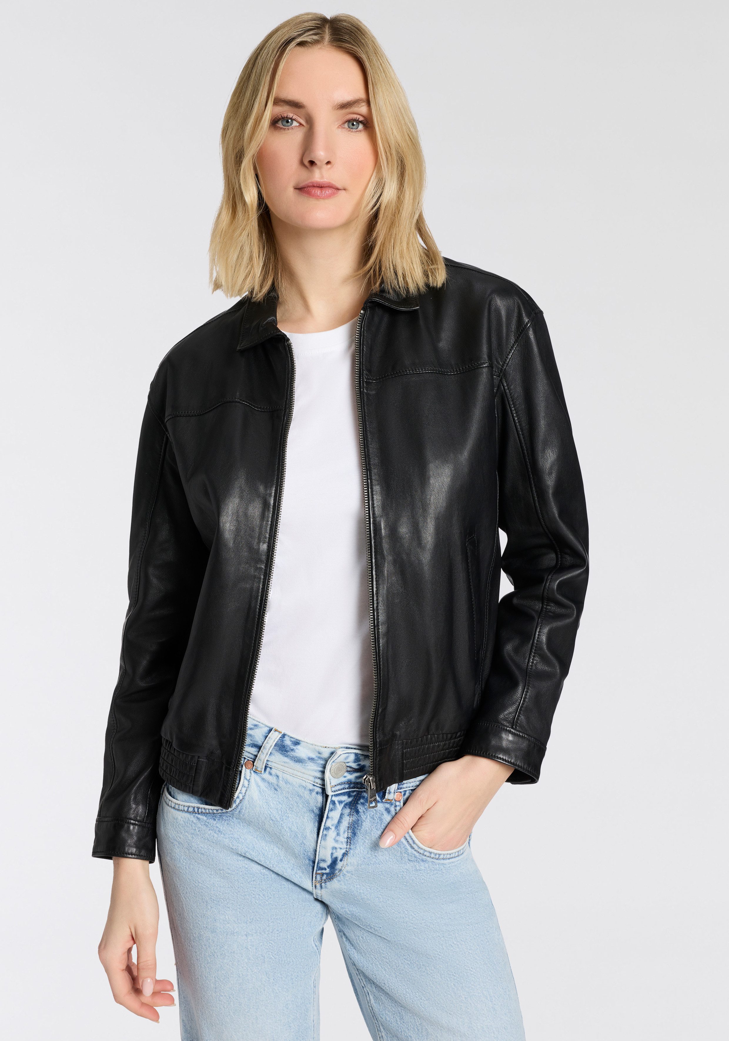 Mauritius Lederjacke MWTylli OS OT Bomberjacke mit Elastikbund