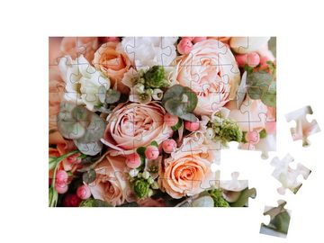 puzzleYOU Puzzle Hochzeitsblumen, Brautstrauß in Großaufnahme, 48 Puzzleteile, puzzleYOU-Kollektionen Blumensträuße, Blumen & Pflanzen