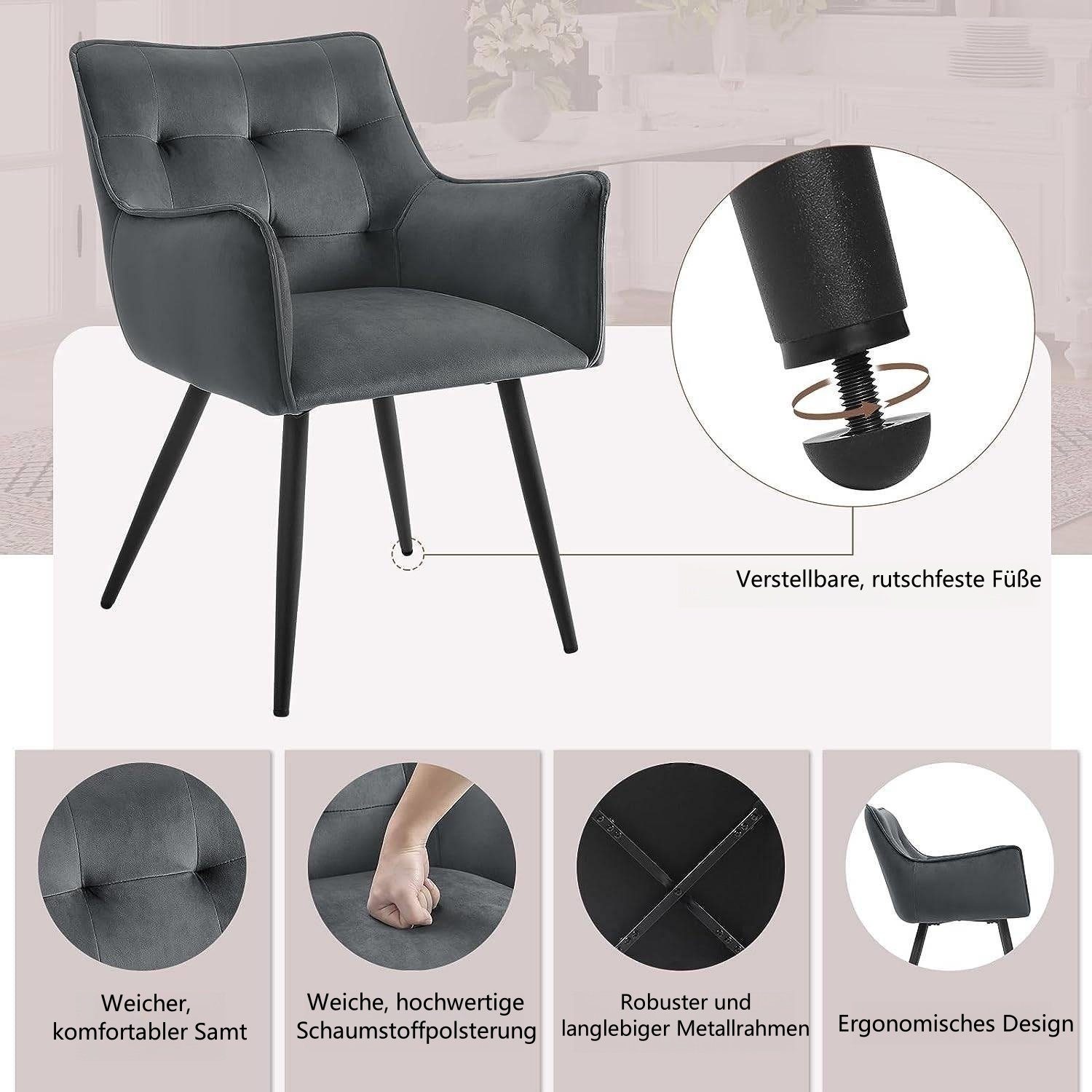 Woltu 4-Fußstuhl (Set, 4 St), Küchenstuhl mit Rücklehne Armlehne günstig online kaufen