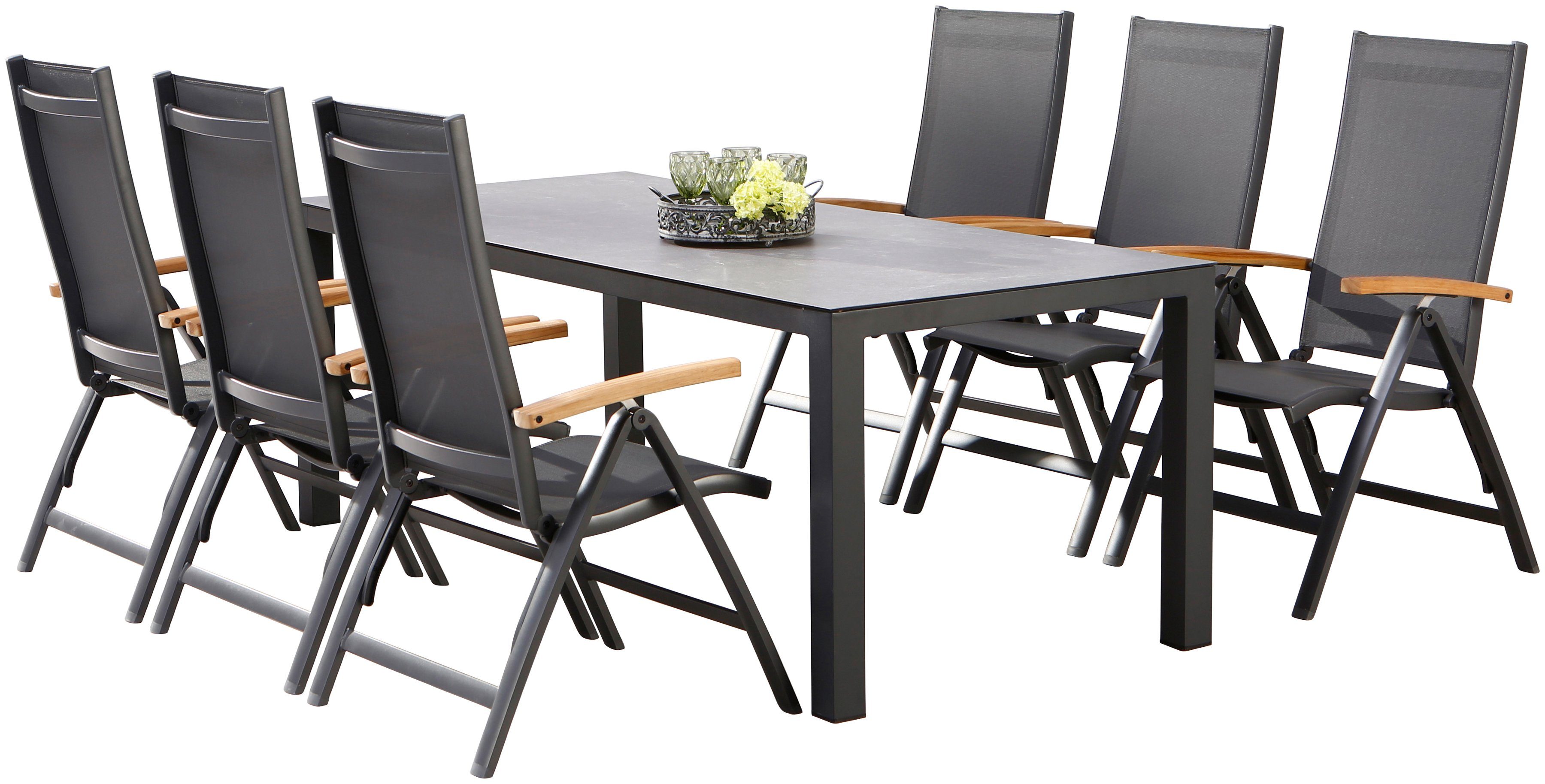 BEST Gartenmöbelset »Cavalese«, 7-tlg., 6 Sessel, Tisch 210x90 cm