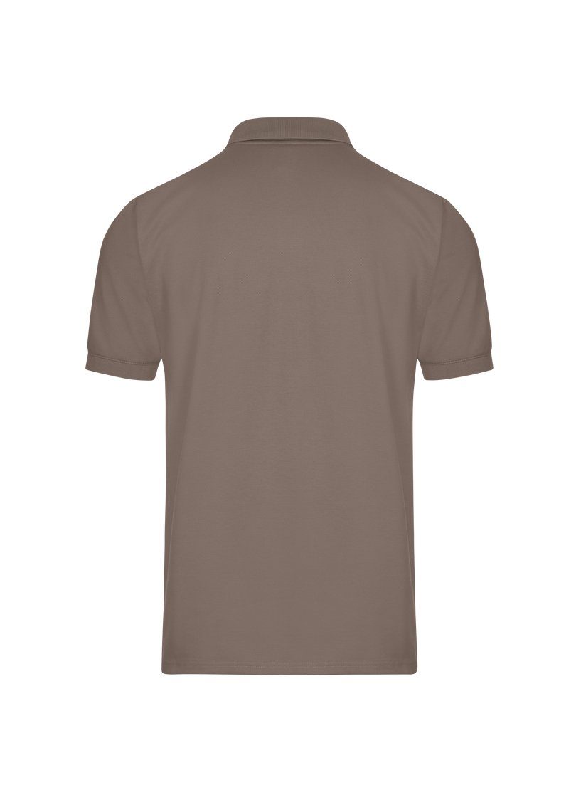 Trigema Poloshirt taupe mit Polohemd TRIGEMA Brusttasche