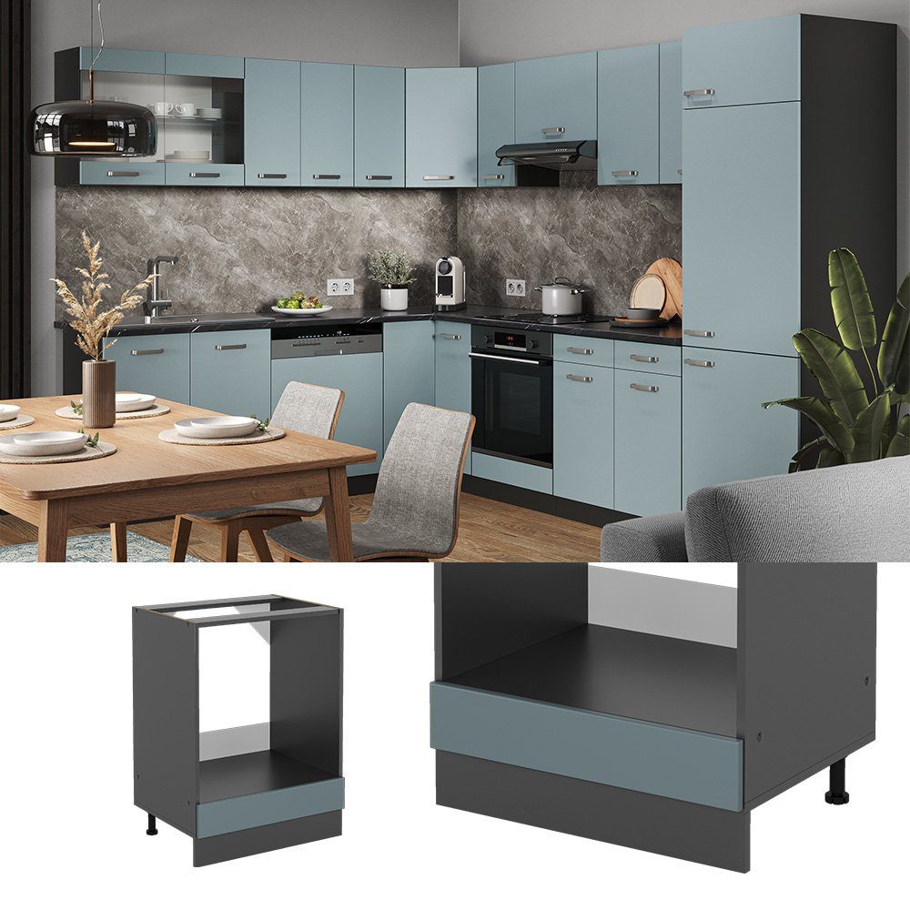 Vicco Herdumbauschrank R-Line, Blau-Grau/Anthrazit, 60 cm ohne Arbeitsplatte (1-St)