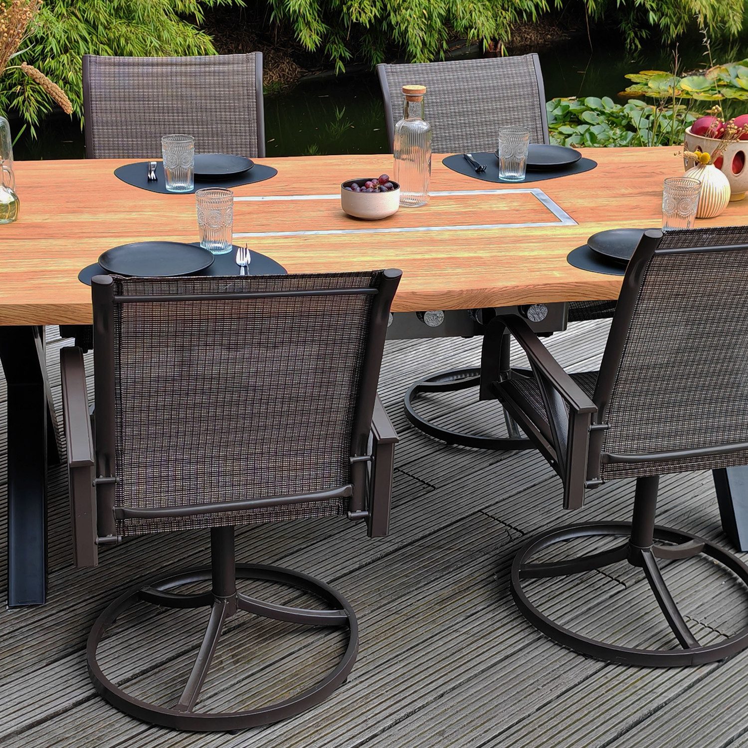 Mesa Dos Gartentisch Grilltisch mit 6 Brennern & Massivholzplatte (110 cm breit, wahlweise 200–240 cm lang), Innovativ - Nachhaltig – Hochwertig