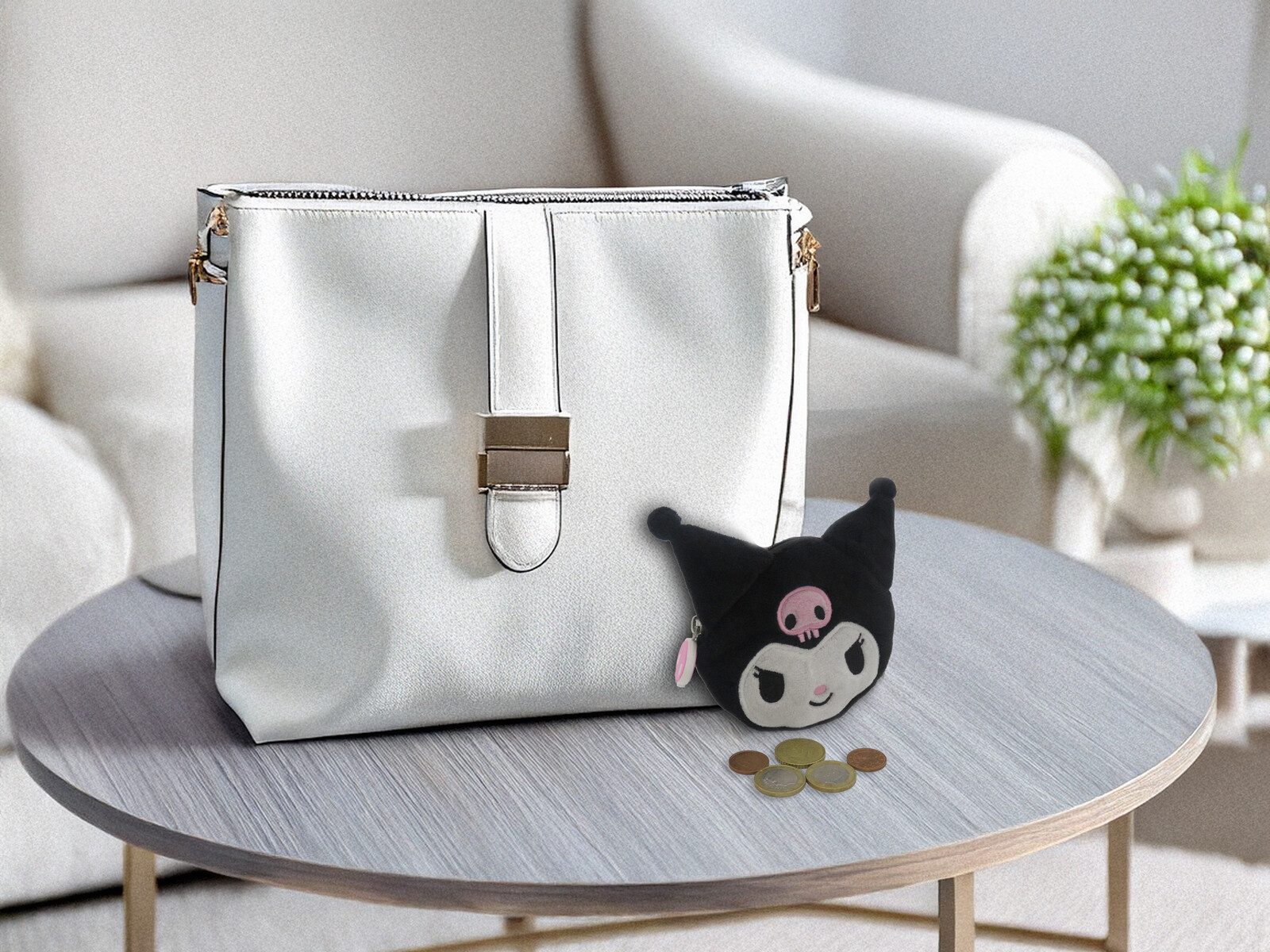 Hello Kitty Geldbörse - Kuromi Plüsch Geldbeutel mit Reißverschluss und Karabiner (1-tlg)