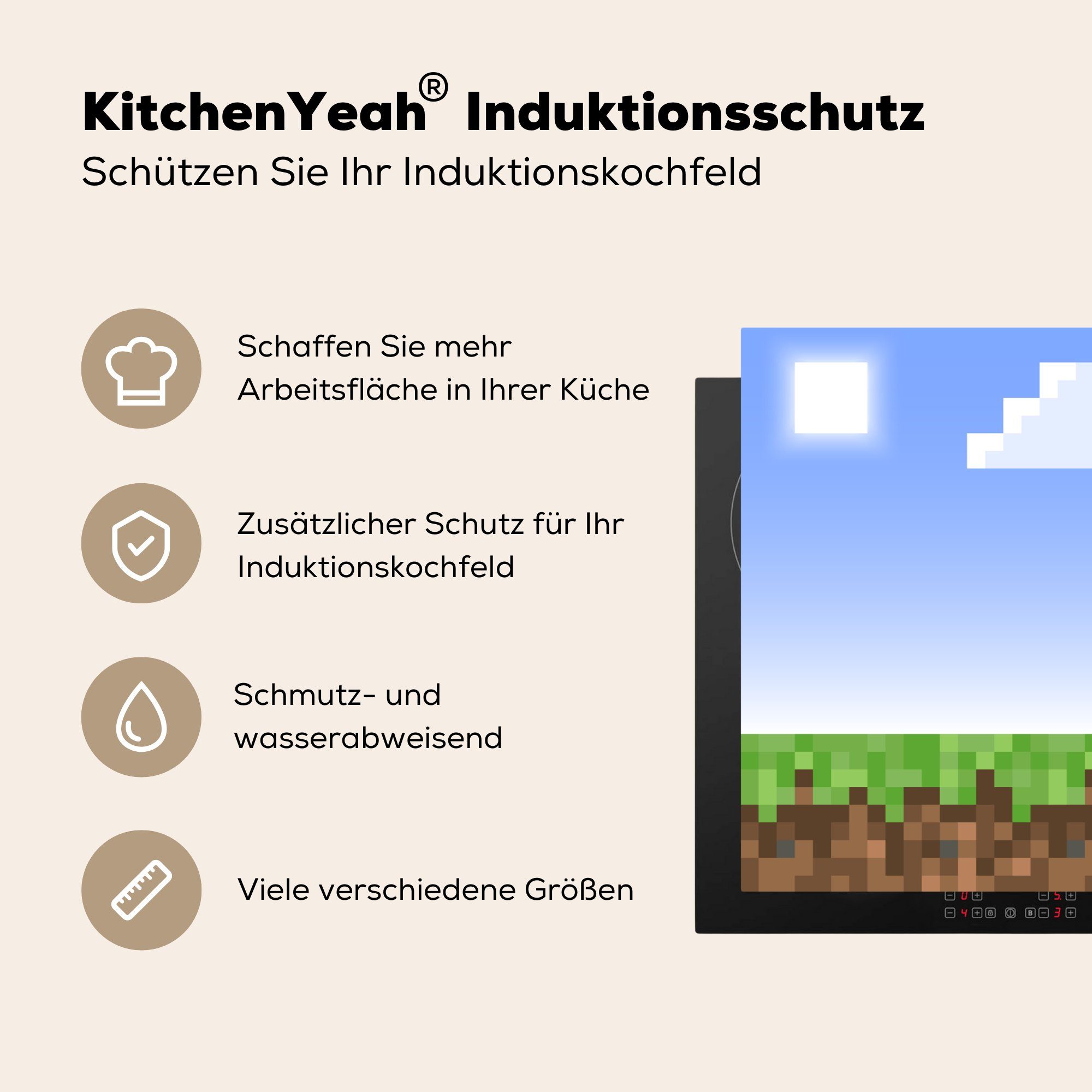 cm, Vinyl, 81x52 Gras, MuchoWow - (1 Pixel tlg), Spiele Arbeitsplatte Herdblende-/Abdeckplatte - küche für Ceranfeldabdeckung, Spiele -
