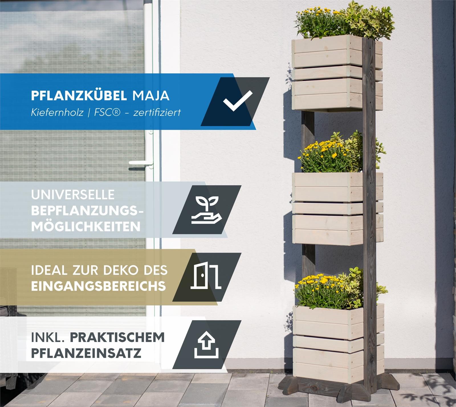 WESTMANN Blumenständer Maja (1 St), Einfache Montage, Für Blumen und Kräuter, LxHxB 50x50x170cm