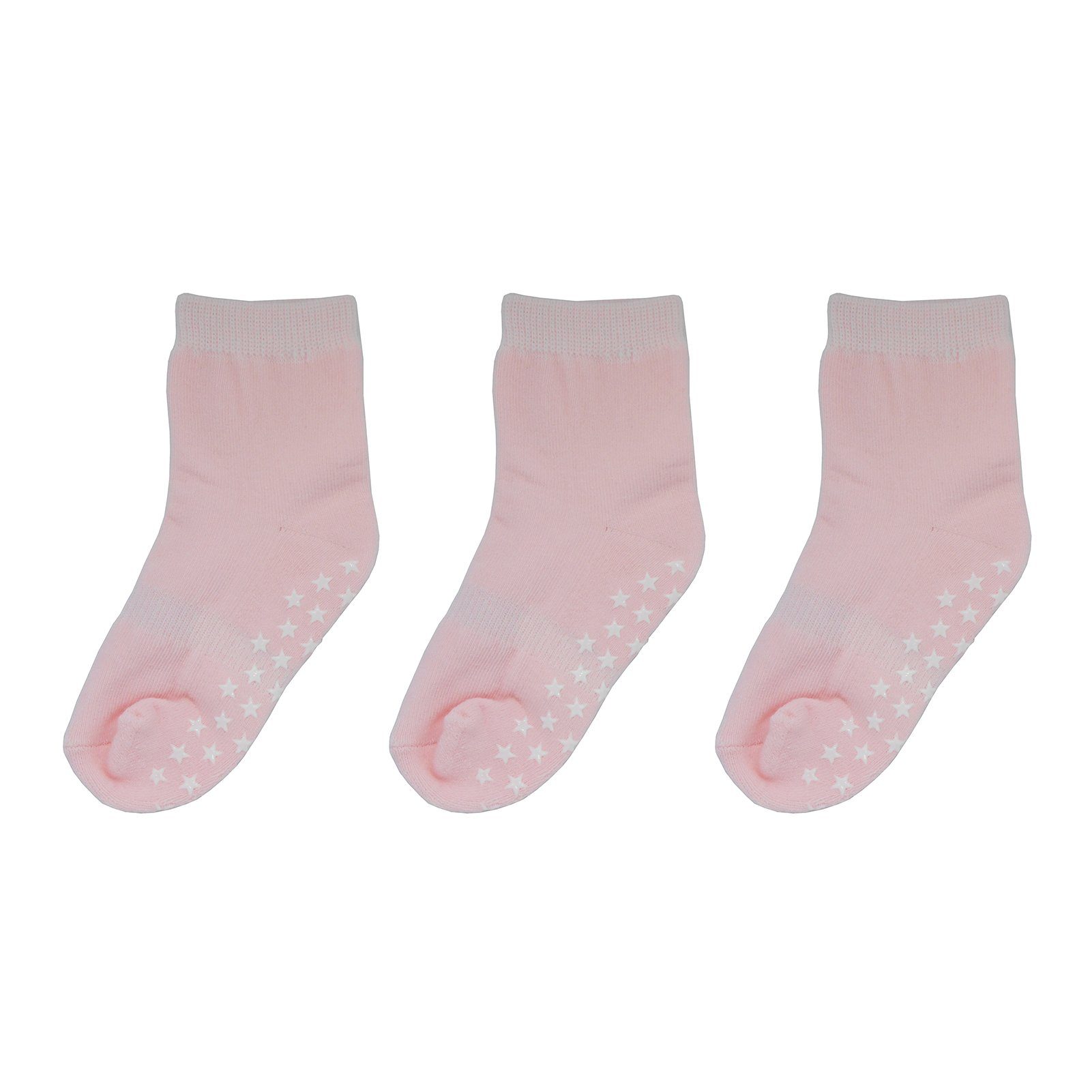 Yalion Langsocken Weiche Kinder Baumwoll Socken Babysocken (3-Paar) mit Halbplüsch Rutschfest und warm, Natur hautfreundlich Rosa | Socken