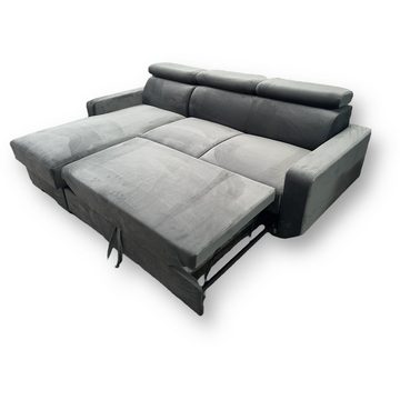 Beautysofa Ecksofa Bonny, universelle L-Form Sofa mit Wellenunterfederung, mit Relaxfunktion, Velours-Bezug, verstellbare Kopfstützen