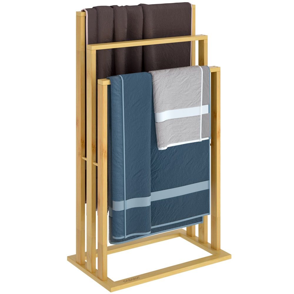 Casaria Handtuchständer, Freistehend Bambus Holz Handtuchhalter Ohne Bohren günstig online kaufen