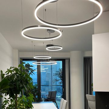 s.luce Pendelleuchte LED Hängelampe Dimmbar Ring 40 Chrom, Warmweiß