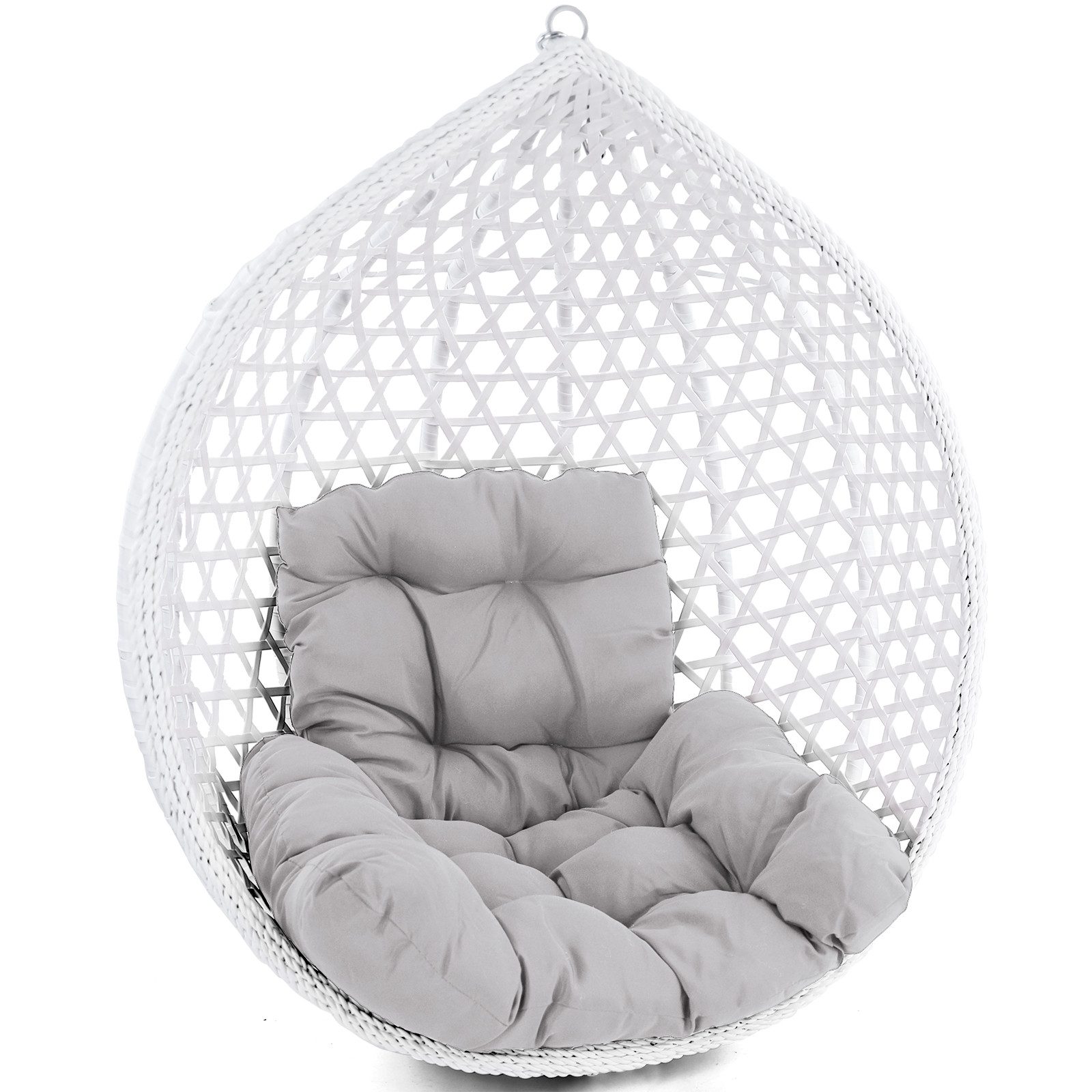 RAMROXX Hängestuhl Kissen für Hängesessel Korb inkl. Rückenteil 2 Teile Set Hell Grau