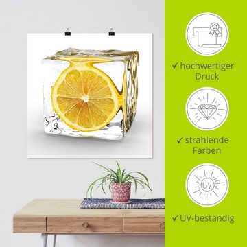 Artland Wandbild Zitrone im Eiswürfel, Lebensmittel (1 St), als Leinwandbild, Poster, Wandaufkleber in verschied. Größen