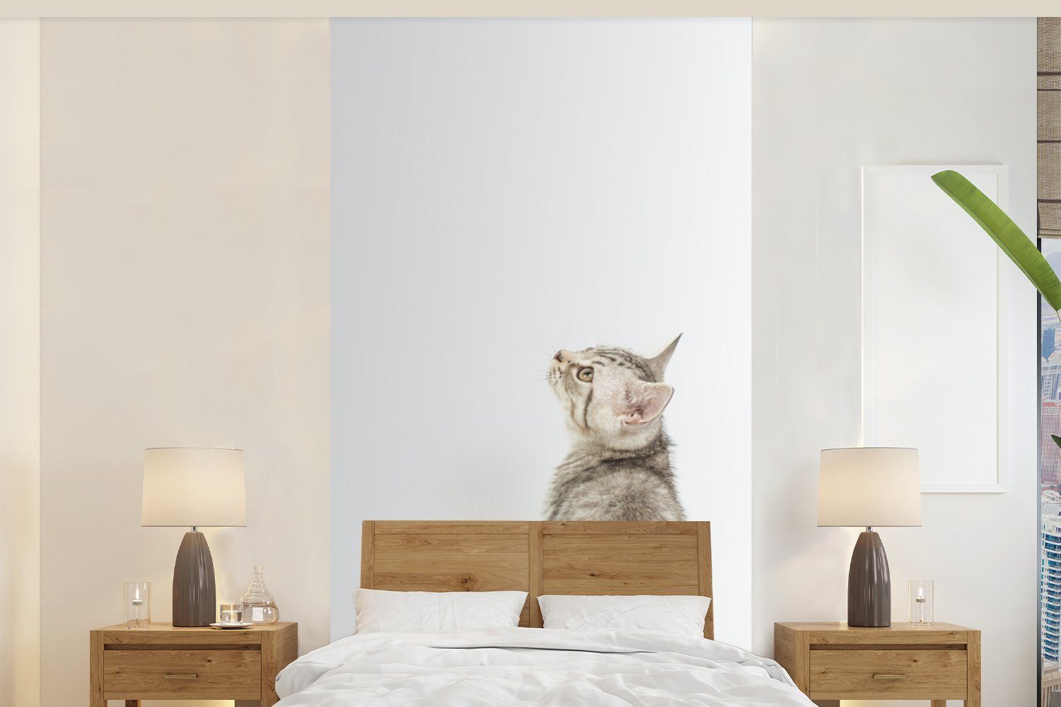 MuchoWow Fototapete Katze - Haustiere - Fell, Matt, bedruckt, (2 St), Vliestapete für Wohnzimmer Schlafzimmer Küche, Fototapete
