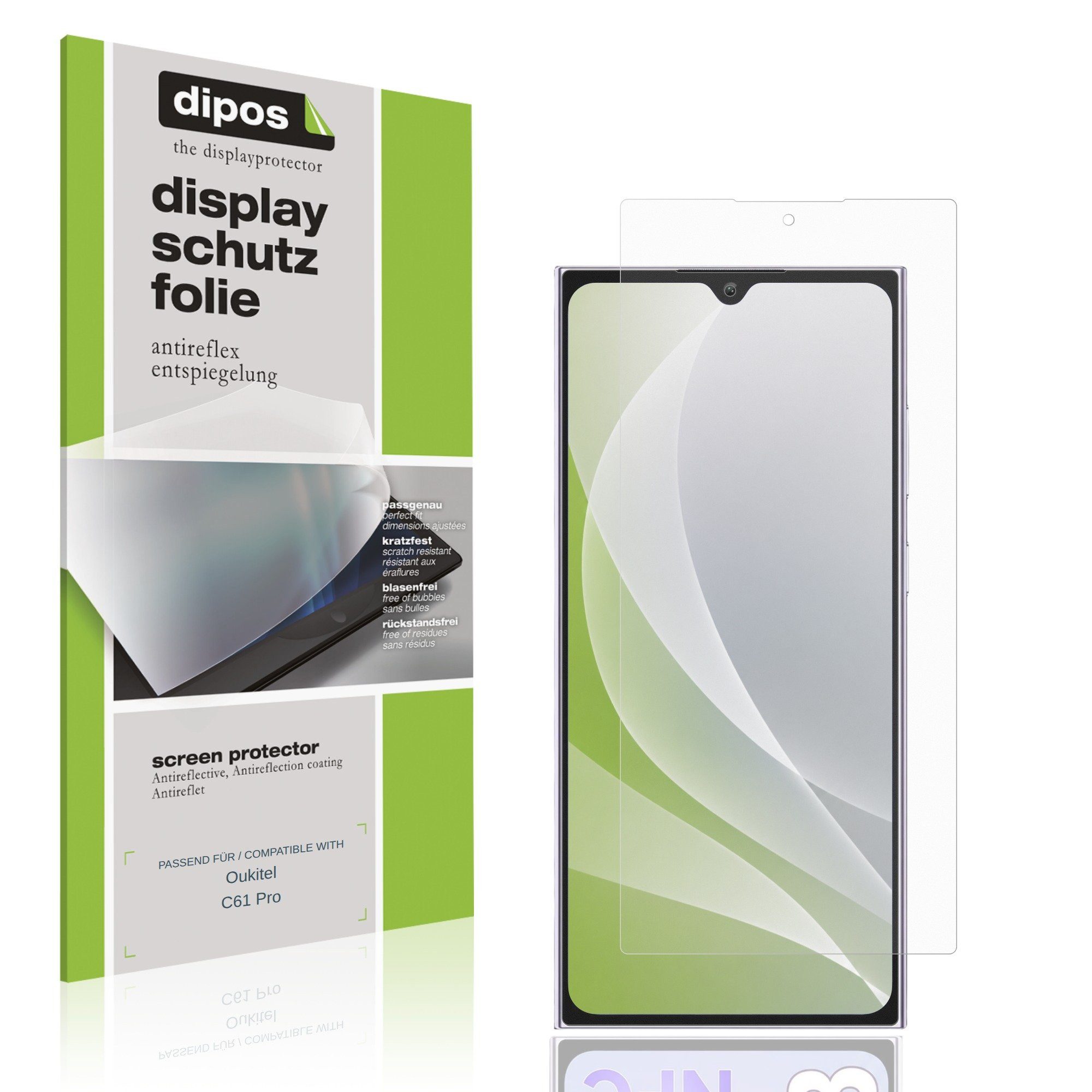 dipos Displayschutzfolie Schutzfolie für Oukitel C61 Pro, 4 Stück, Displayschutz Schutz Folie Made in Germany