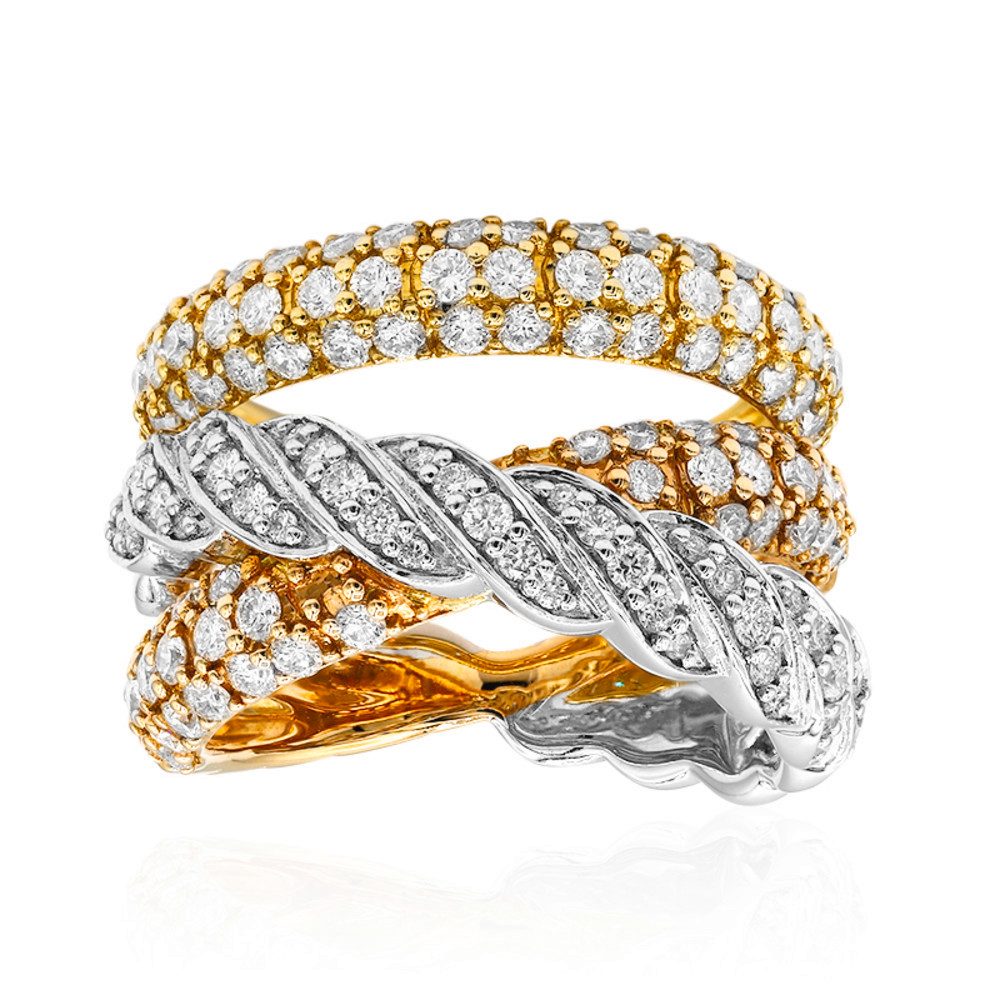Cavill Diamantring Cavill VVS1 Diamantring 1,57 ct 18K Gold Weiß- & Gelbgold Pavé (1-tlg)