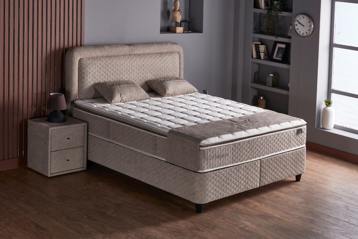 Pointhome Boxspringbett mit Matratze & Stauraum, Bett mit Bettkasten, LED Beleuchtung (mit/ohne Nachttisch, 140x200 cm), Topper, Boxbett