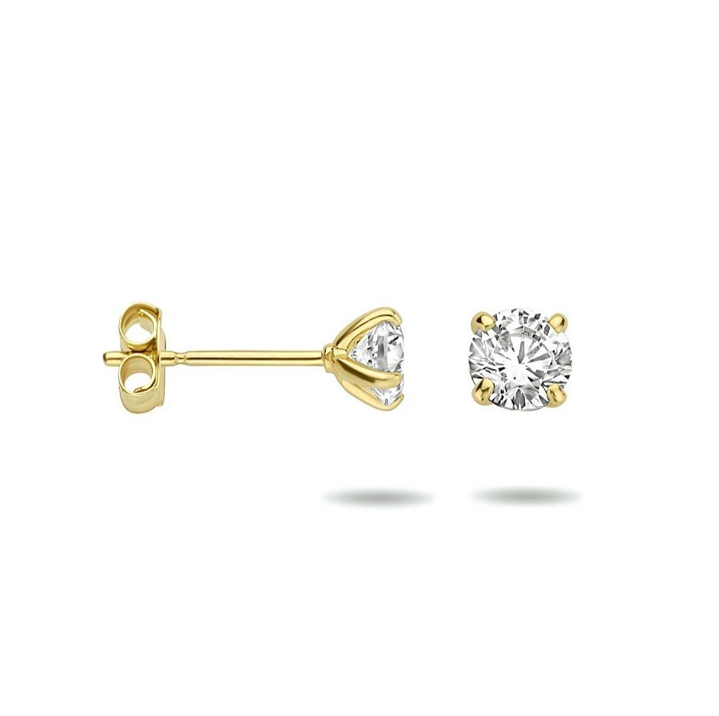 Paar Ohrstecker 585er Gelbgold Ohrstecker Zirkonia 4 mm