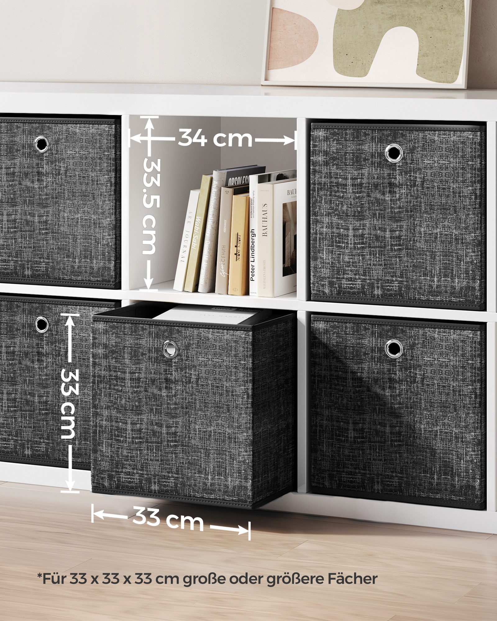 SONGMICS Aufbewahrungsbox Aufbewahrungsboxen, stoff, Ordnungsboxen, Organizer (Aufbewahrung, Organizer, für Würfelregal, mit Griff), 6er Set, Faltbox, 33x33x33 cm