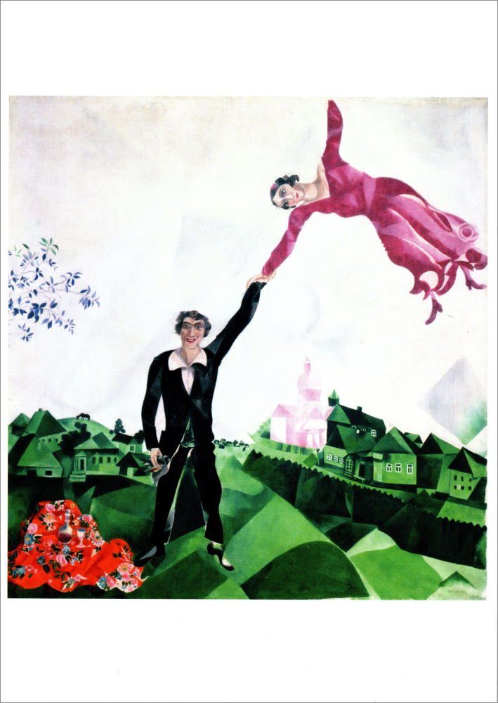 Postkarte Kunstkarte Marc Chagall "Der Spaziergang"