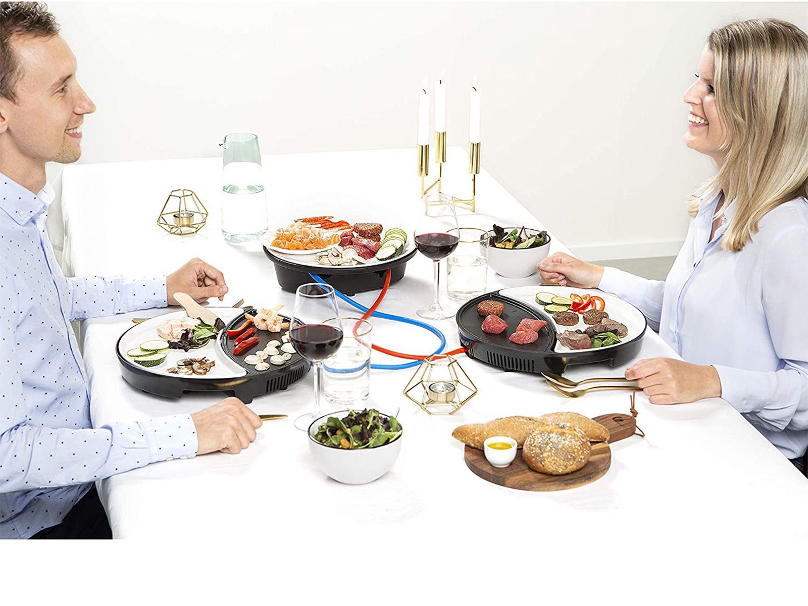 PRINCESS Teppanyakigrill, 500 W, Japanischer Elektro Tischgrill für 1-2 Personen Grillplatte Ø 32cm