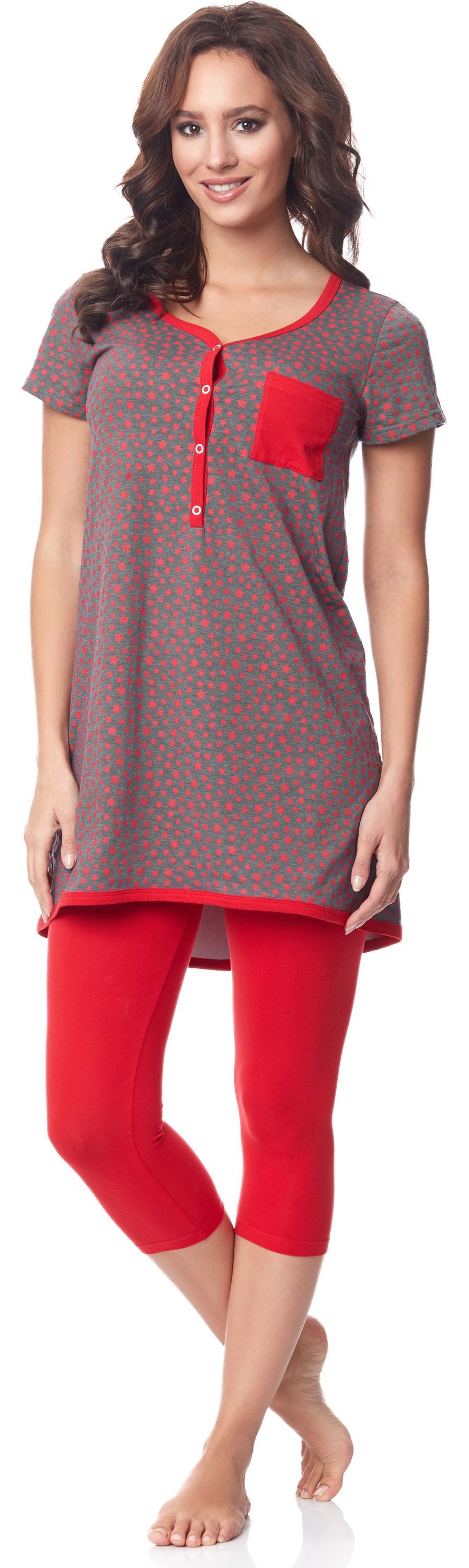 Umstandspyjama Damen Kurzarm Pyjama mit Stillfunktion BE20-177