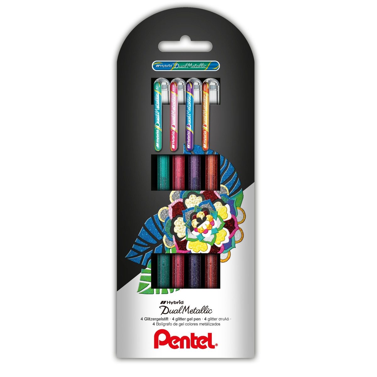 PENTEL Gelroller Pentel Gelroller Hybrid Dual Metallic grün pink lila orange 0,5mm 4