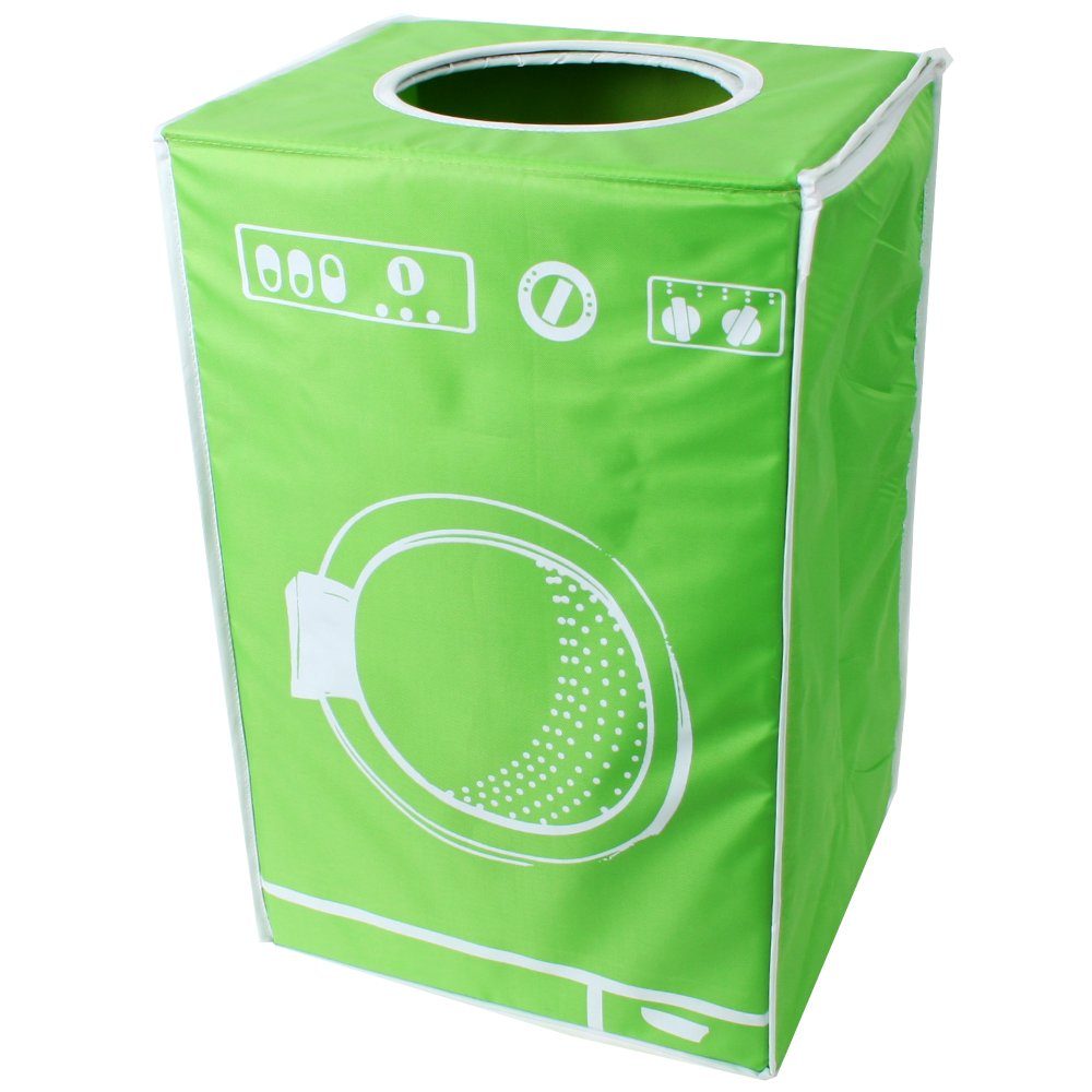 Wäschesortierer 50 l Wäschekorb textile Wäschebox grün mit Deckel