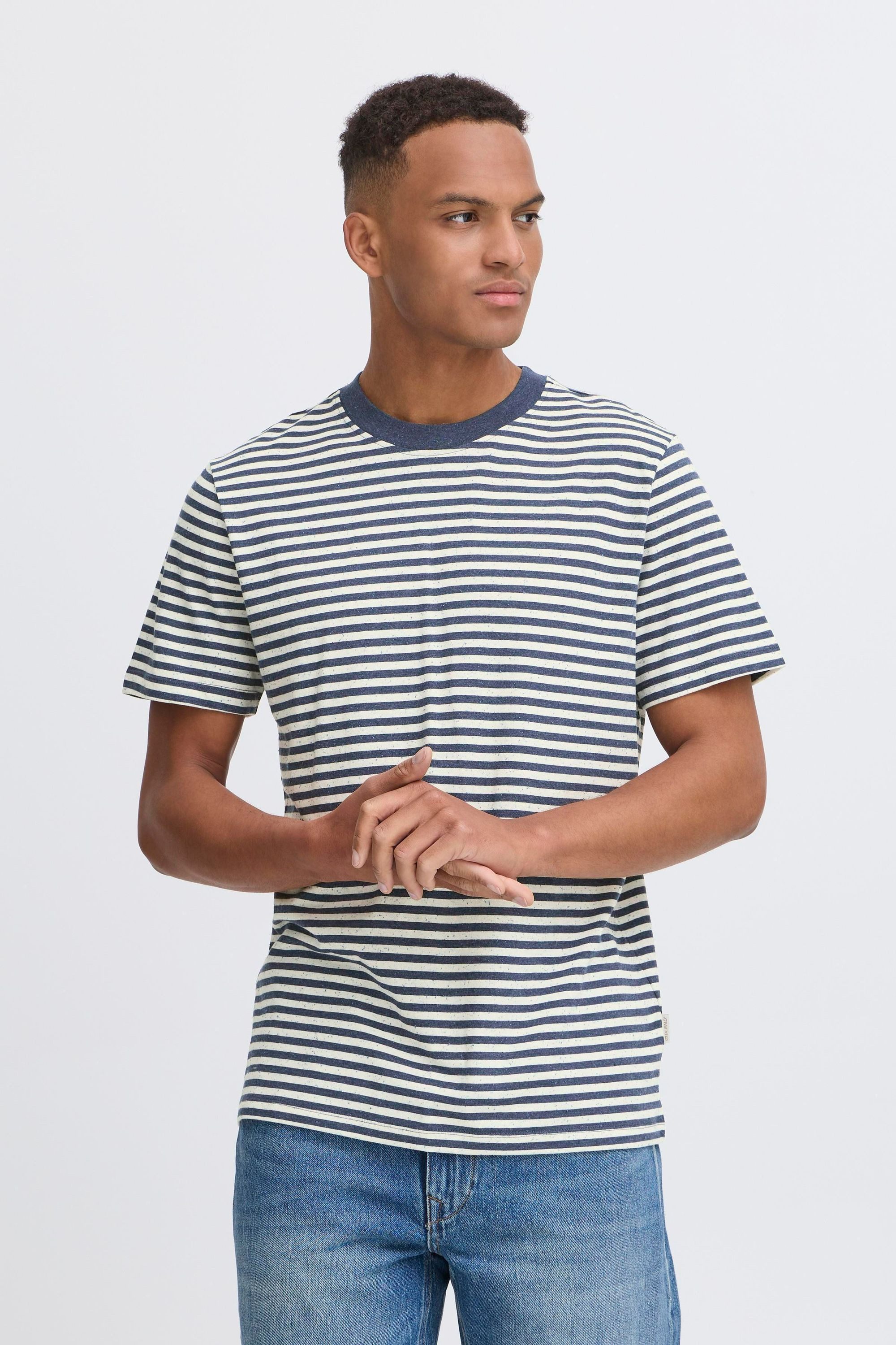 Blend Rundhalsshirt BHJelte Lässiges T-Shirt mit Streifen günstig online kaufen