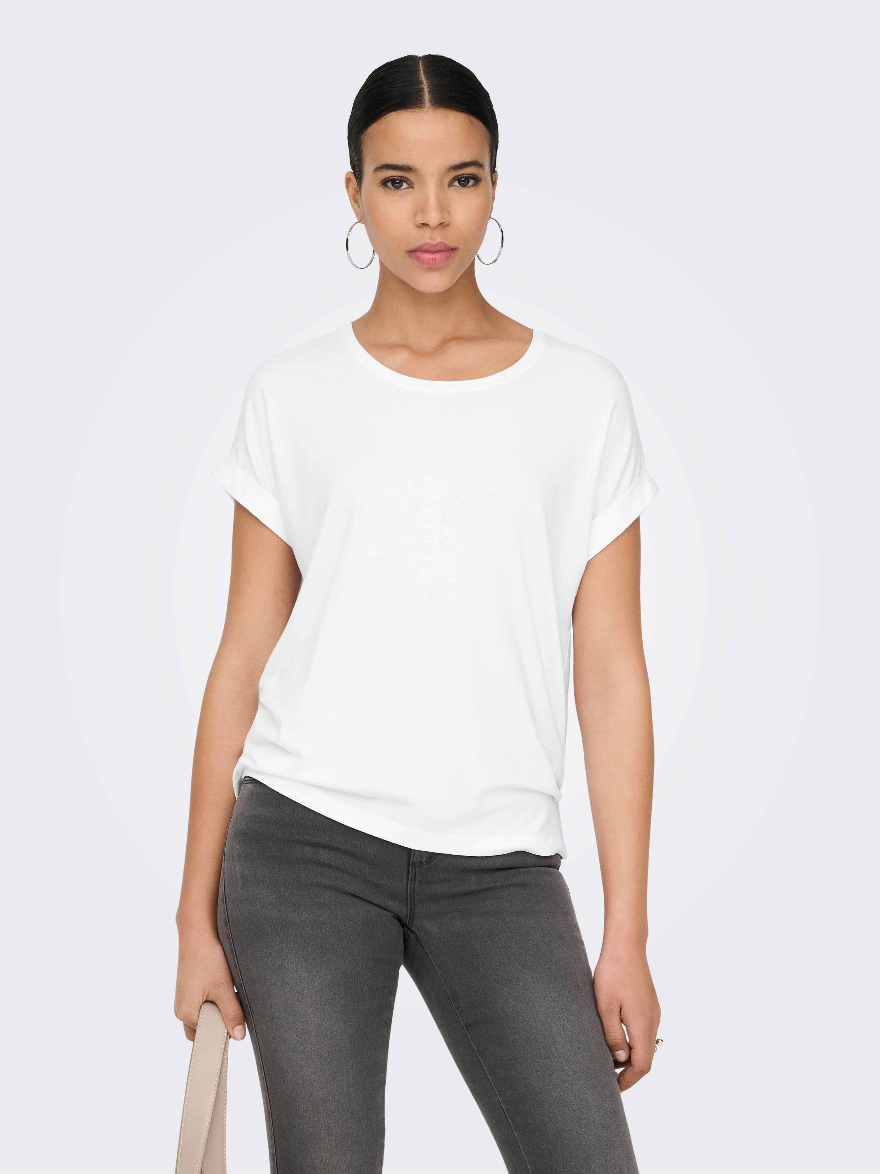 ONLY T-Shirt ONLMOSTER – T-Shirt mit melierter Optik und elastischem Material meliert, casual, lässig geschnitten, Viskosemischung, Rundhals