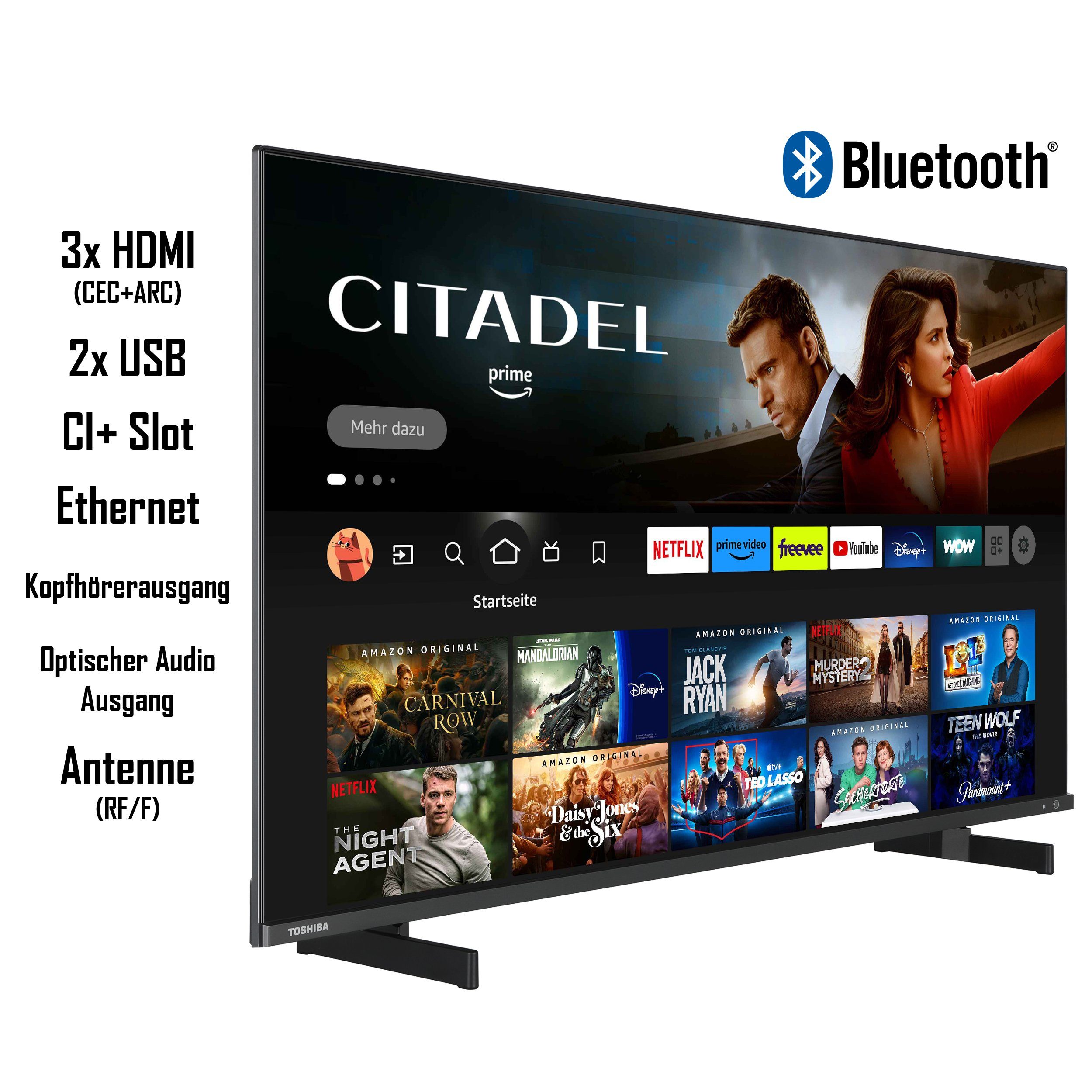 Toshiba 50QF5D63DA QLED-Fernseher (126 cm/50 Zoll, 4K Ultra HD, Fire TV,  HDR Dolby Vision, Triple-Tuner, Alexa Built-In, Sound by Onkyo)