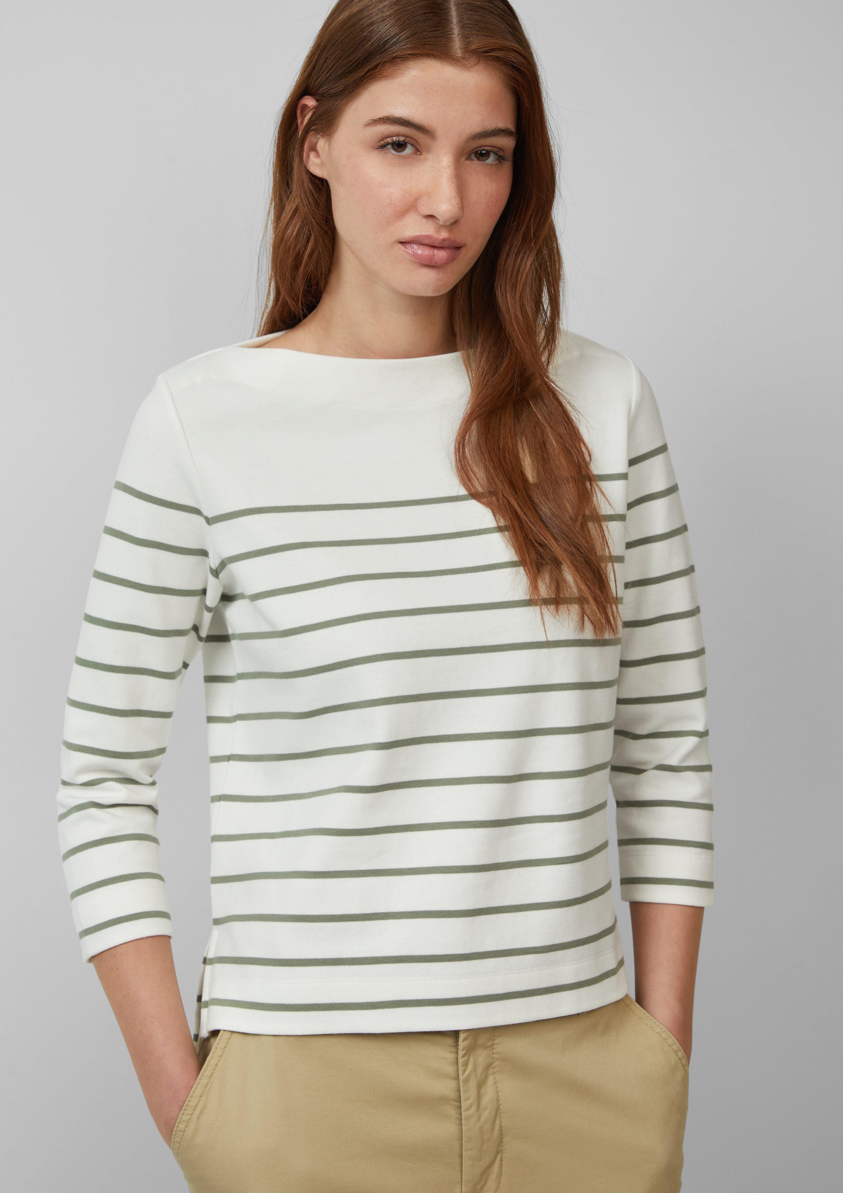 s.Oliver 3/4-Arm-Shirt Geringeltes Sweatshirt mit U-Boot-Ausschnitt günstig online kaufen