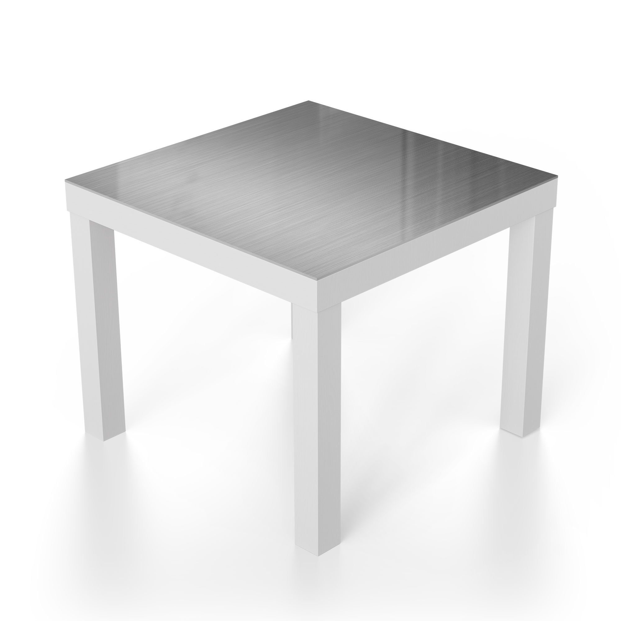 Aluminium', 'Gebürstetes Beistelltisch Glas Weiß Couchtisch DEQORI modern Glastisch