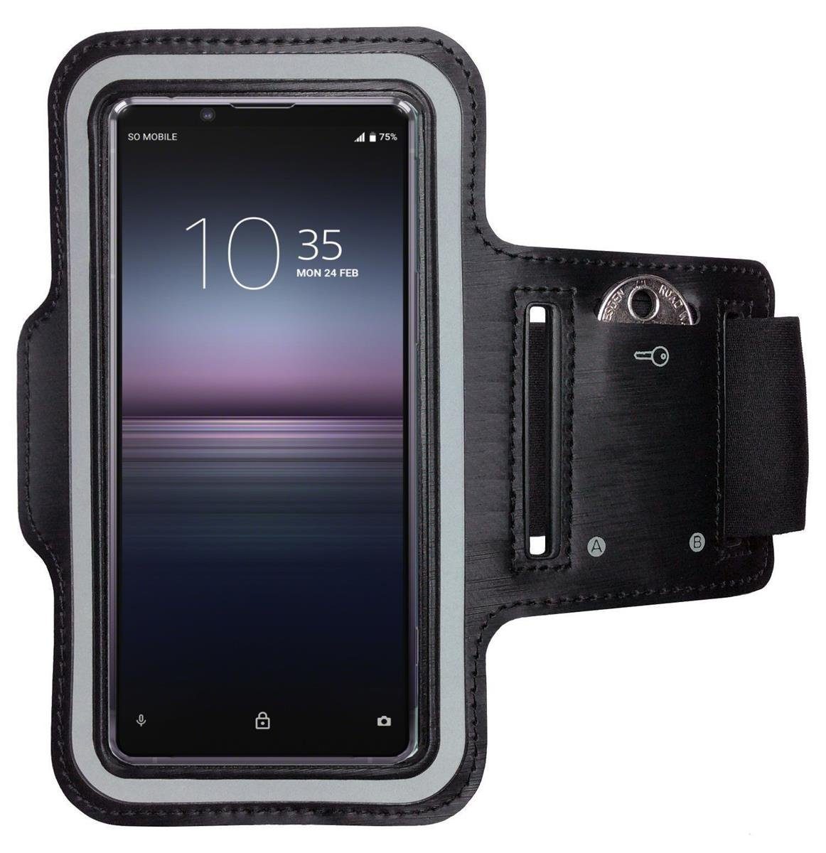 CoverKingz Handyhülle Sportarmband für Sony Xperia 1 II Armband Handy Tasche Fitness, Sport Schutzhülle Schlüsselfach Handyhülle Jogging Schutztasche Etui