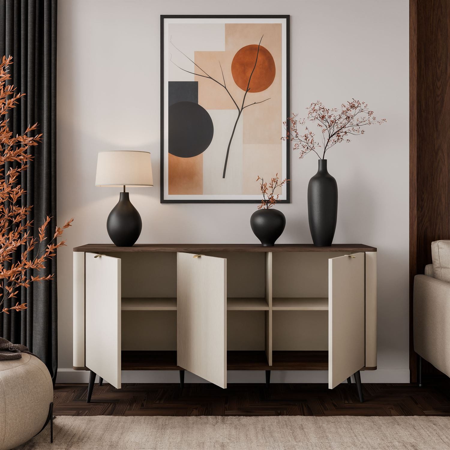Lookway Kommode für das Schlafzimmer AUTUMN 3D mit geriffelter Front