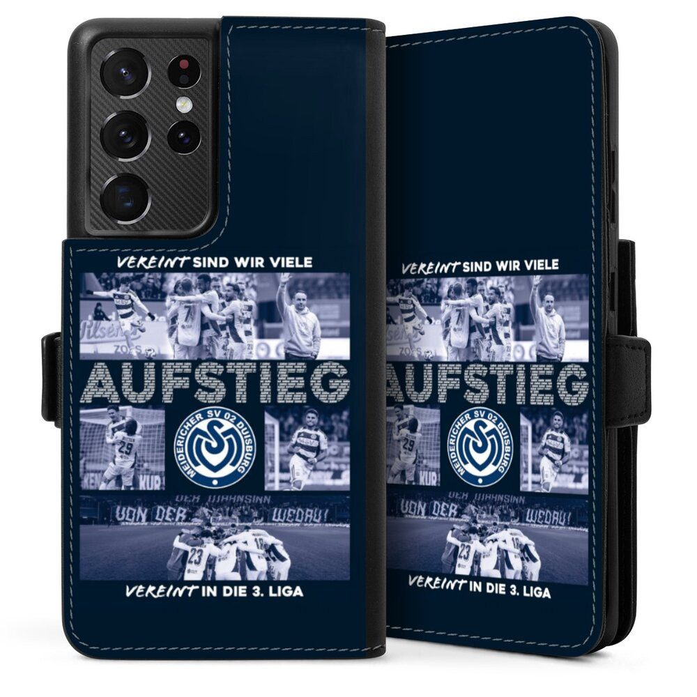 DeinDesign Handyhülle MSV Duisburg Aufstieg Offizielles Lizenzprodukt, Samsung Galaxy S21 Ultra 5G Hülle Handy Flip Case Wallet Cover