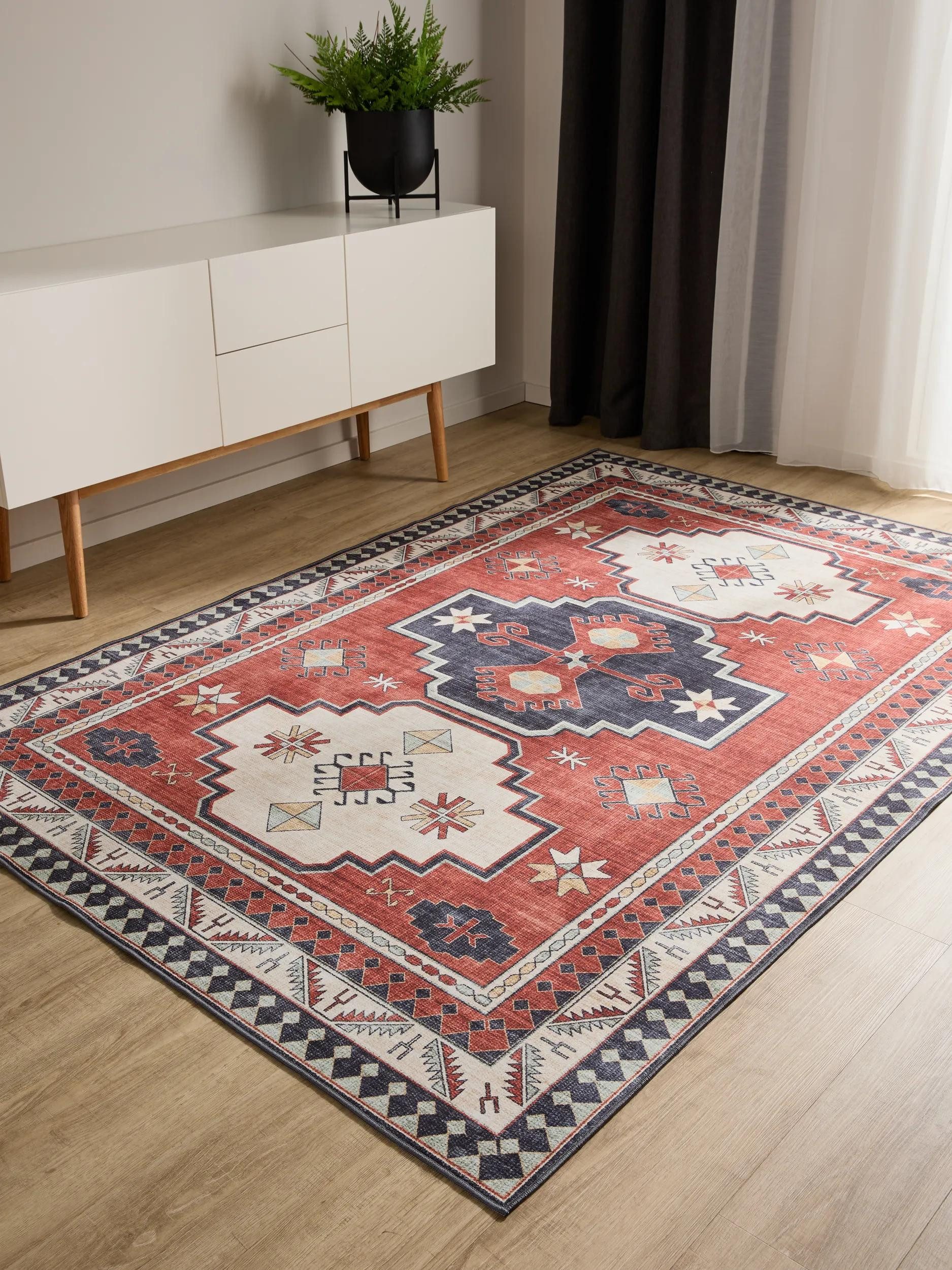 benuta Teppich George, rechteckig, Höhe: 5 mm, Vintage-Look, Kurzflor, Teppich Wohnzimmer, Schlafzimmer, Waschbar